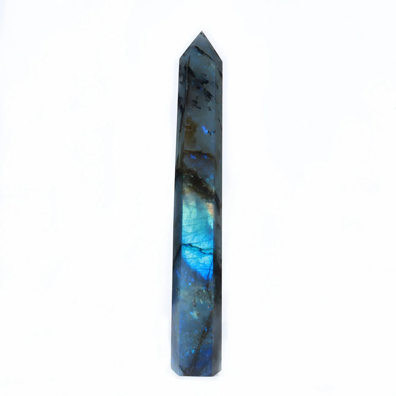 10-25cm Large Natural Labradorite Obelisk Point With Good Flash Bulk Wand Tower for Sale
