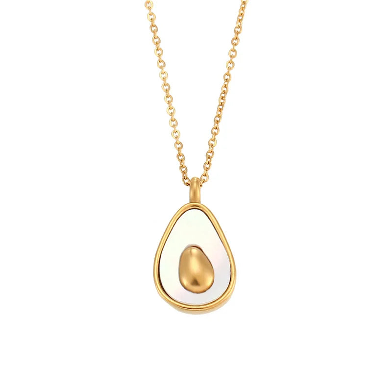Personalise 18K Gold Plated Charms Necklace Fashion Link Chain Avocado Pendant Necklace for Women Stainless Steel