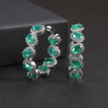RZ0237 Abiding Jewelry Delicate Round Huggie Wholesale Oval Green Agate Natural Stone 925 Sterling Silver Earring Hoops