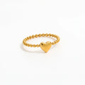 High End 18K Plain Gold Heart Bead Dainty Rings Stainless Steel Trendy Simple Gold Plated Jewelry