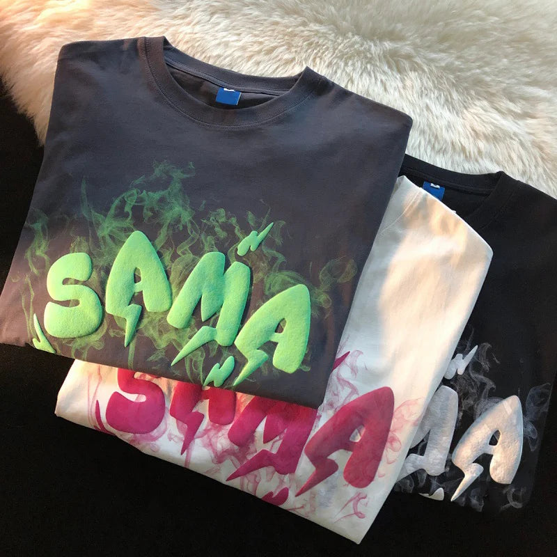 High Quality 100% Cotton Custom Logo Unisex Oversized Heavy Weight Printed Tshirt 3D Puff Printing Men's  T-shirts