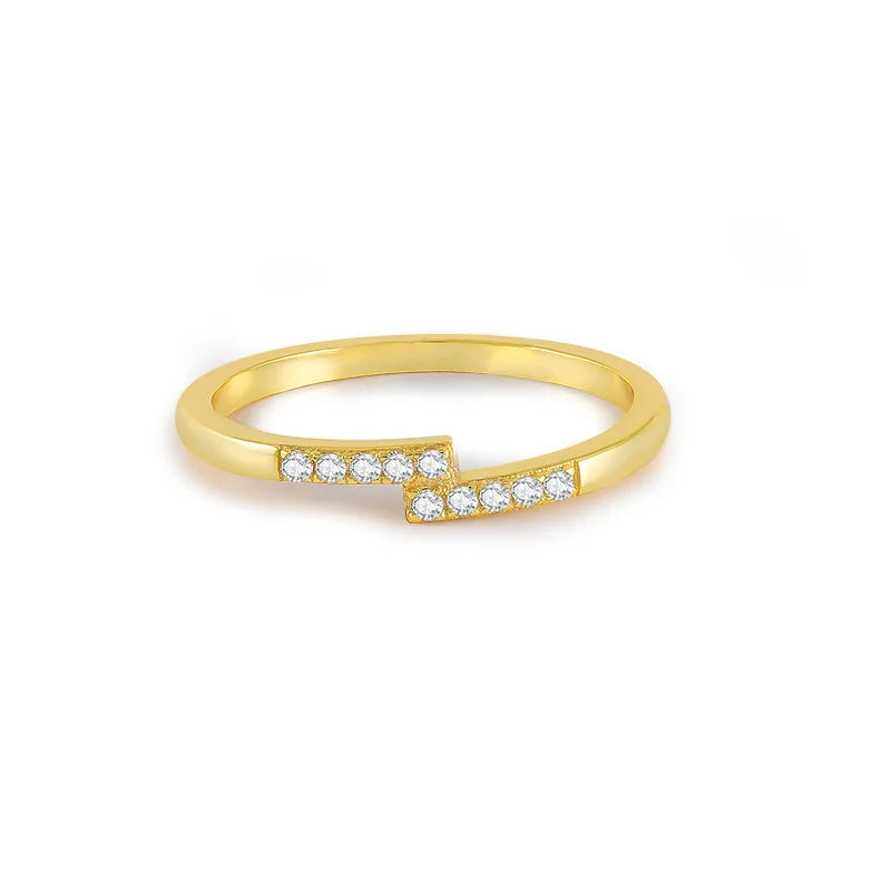925 Sterling Silver Wedding Rings Mini Zircon Geometric Gold Plated Rings Jewelry Women