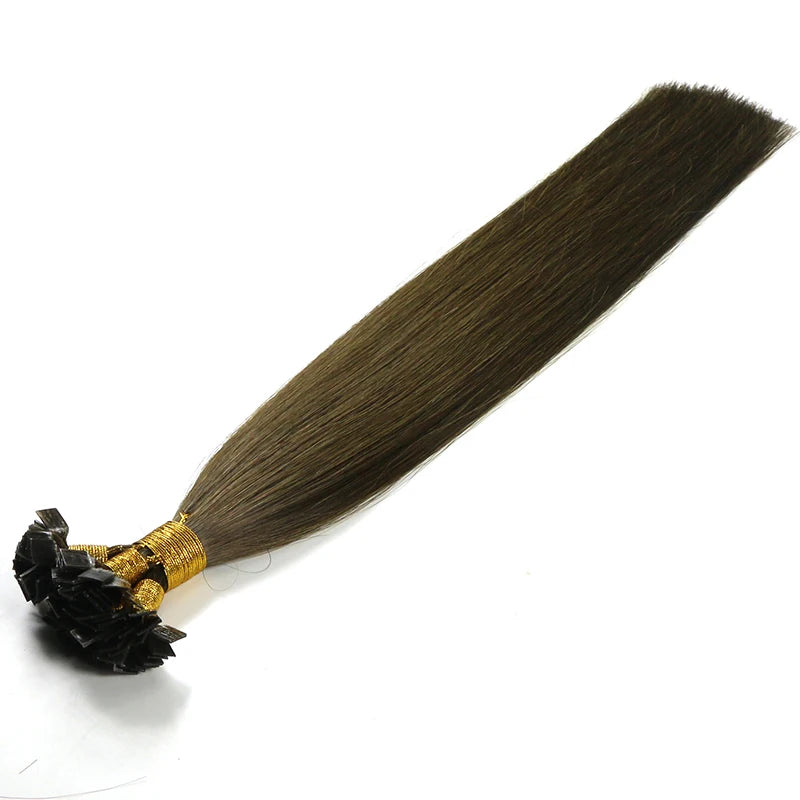 Xinda Hair Extensions Double Draw Virgin Dark Brown Remy Real Hair Flat Tips Human Hair Extensions