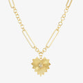 Large Fluted Starburst Pendant 925 Sterling Silver Women Jewelry CZ Gold Plated Fancy Heart Necklace