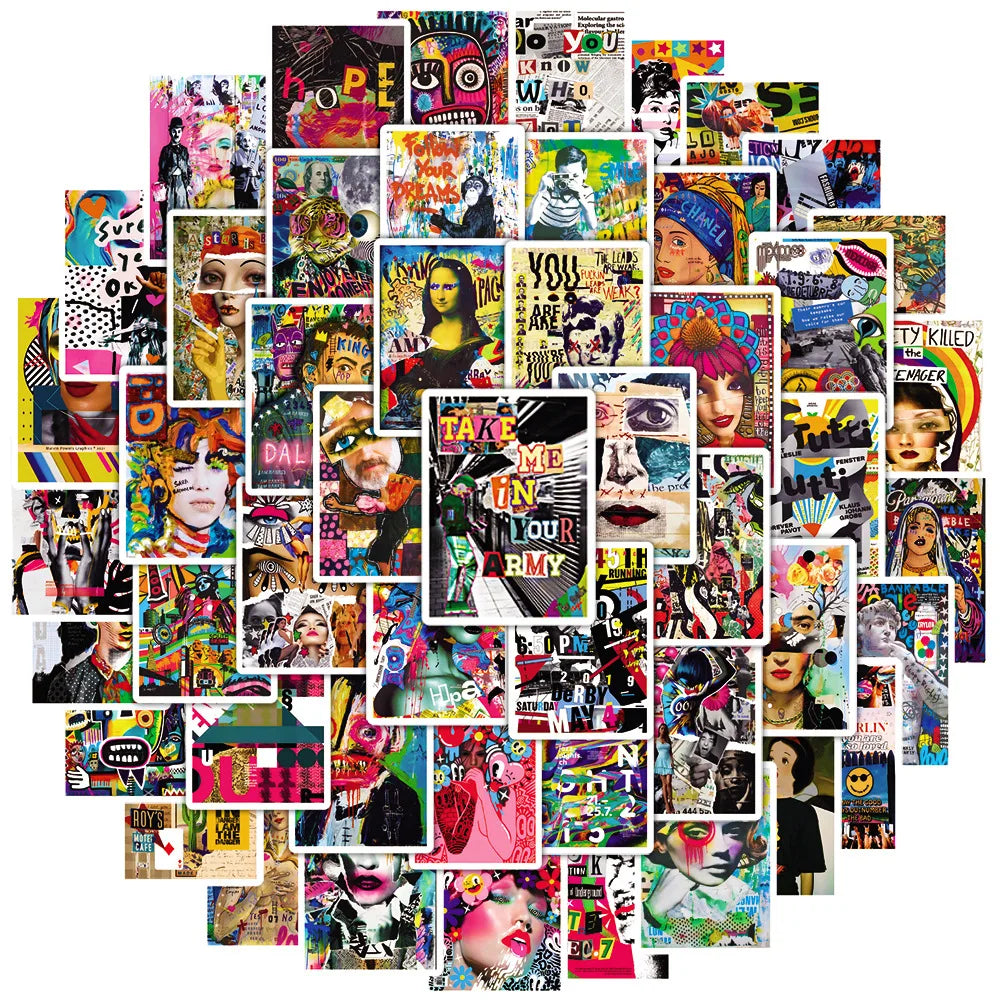 50PCS Fashional Modern Urban Street Graffiti Juicy Abstract Painting Stitching Art Poster
