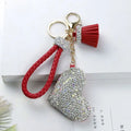 Sparkling Heart Tassel Keyring Female Cute Heart Pendant Rhinestone Heart Key Chains Bling Glitter Crystal Tassel Other KeyChain