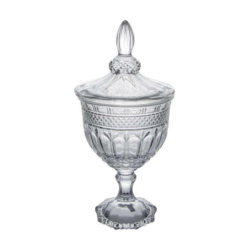 Candy Jar Glass Sugar Jar Crystal Glass Children Fruit Candy Box Transparent Wholesale New Design Amber Color Home Decoration Hy