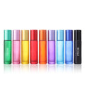 10ml Small Travel Cosmetic Packaging Essential Oil Roll on Bottle Black Pink Perfume Glass Roller Bottle for Skincare