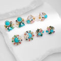 Ilona  New Design Vintage Elegant 18k Gold Plated Handmade Earrings Turquoise Crystal Stud Earrings Jewelry for Women