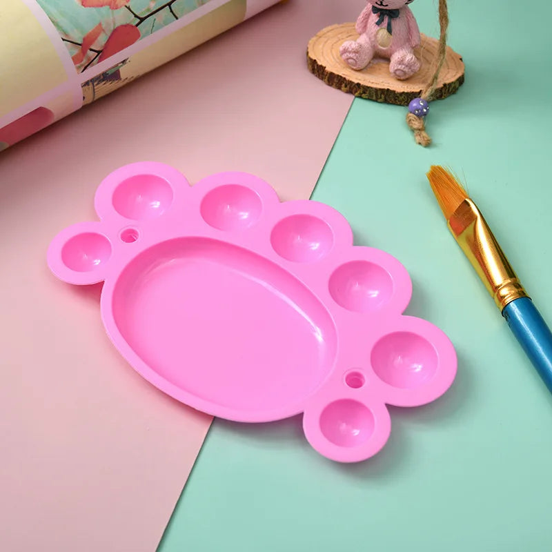 2-in-1 Plastic Nail Polish Tray with Brush Holder Gel Drawing Color Palette Display Manicure Scissors