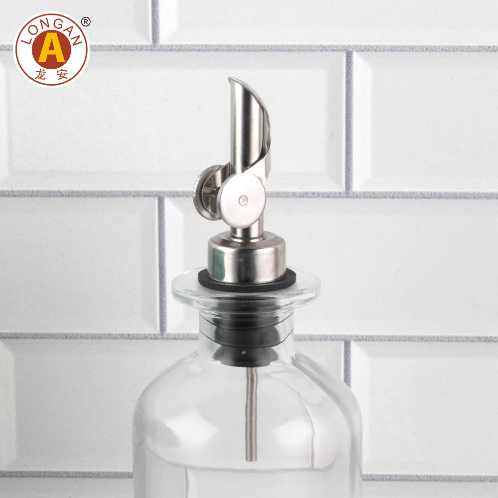 Factory Direct Food Amber Jars With Lids Olive Oil Black Pump Dispenser Screw Cap 500 Ml Elegant Crystal Glass Bottle for Syrup