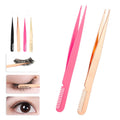 2 in 1 False Lash Applicator Tool Stainless Steel Curved Eyelash Tweezers with Brush for Cluster Lash Strip Lashes