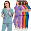 Custom Logo Surgical Hospital Doctor Nurse Scrubs Uniform Suit Fashionable Spa Beauty Technician Women Scrubs Top Pants Set