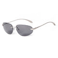 STY95362 New Trend Rimless Oval Sun Glasses Personality Decoration Metal Cat Eye Sunglasses Men's Classic Silver Frame Shades