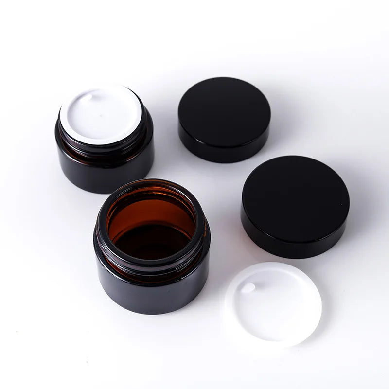 60ml Candle Jar Apothecary Lid Skin Care Face Cream Cosmetic Amber Brown Glass Jar