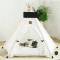 Printed Linen & Wood cat House Eco-Friendly Portable Pet Tent with Floors and Bed Removable Washable for Cats