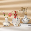 Modern Scandinavian Striped Ceramic Decorative Vase for Indoor Tabletop Creative Living Room Dried Flowers Vase