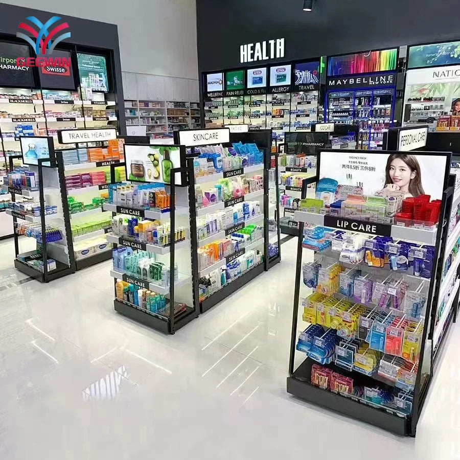 Adjustable Disassembled Supermarket Metal Gondola Shelving Retail Store Display Rack With Free 3D Design