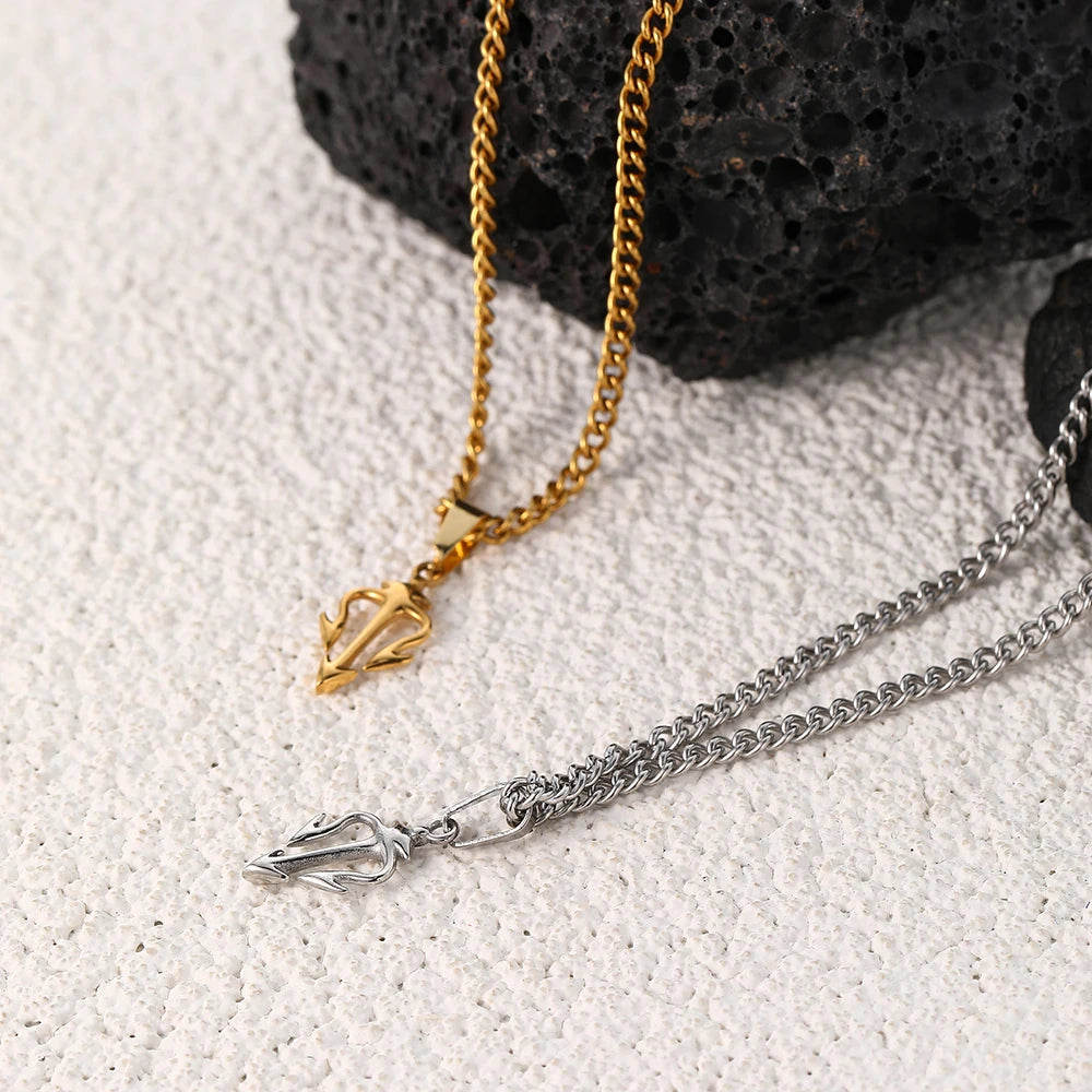 VAF New Design Poseidon Trident Pendant 60CM Stainless Steel Pendant Dreizack Poseidon Tridente Di Poseidone