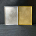 14" Gold Electroplated Thickened Plastic Checkered Pattern Rectangular Plate Decorative Trays Fruit Dish Bowl Charger Plates