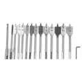 Steel Woodworking Flat Drill Bits Set 6mm-25mm Including 10mm Spade Drill Hole Puncher with Zinc Finish and Hex Shank