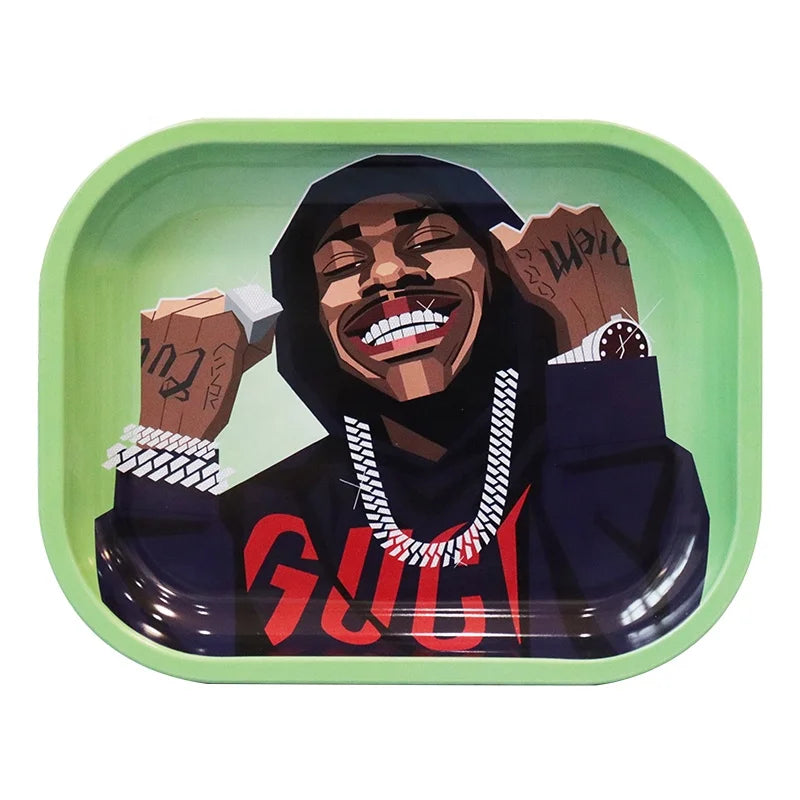 Custom Rolling Tray and Grinder Set Homies Tin Simpson Rolling Tray Rolling Plant Tray Metal