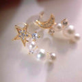 Silver Needle Anti Allergy New Design Trendy Gold Plated AAAA Grade 3-6MM Natural Freshwater Pearl Bread Shape Moon Earrings