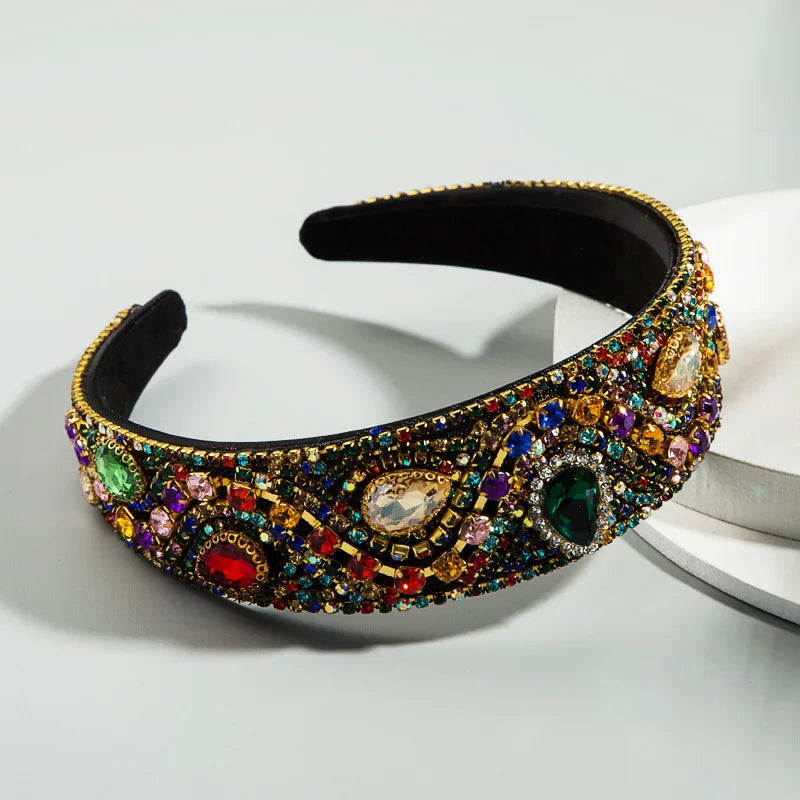 European and American Trend Baroque Rhinestone Headband Women's Light Luxury Thin Edge High Texture Headband