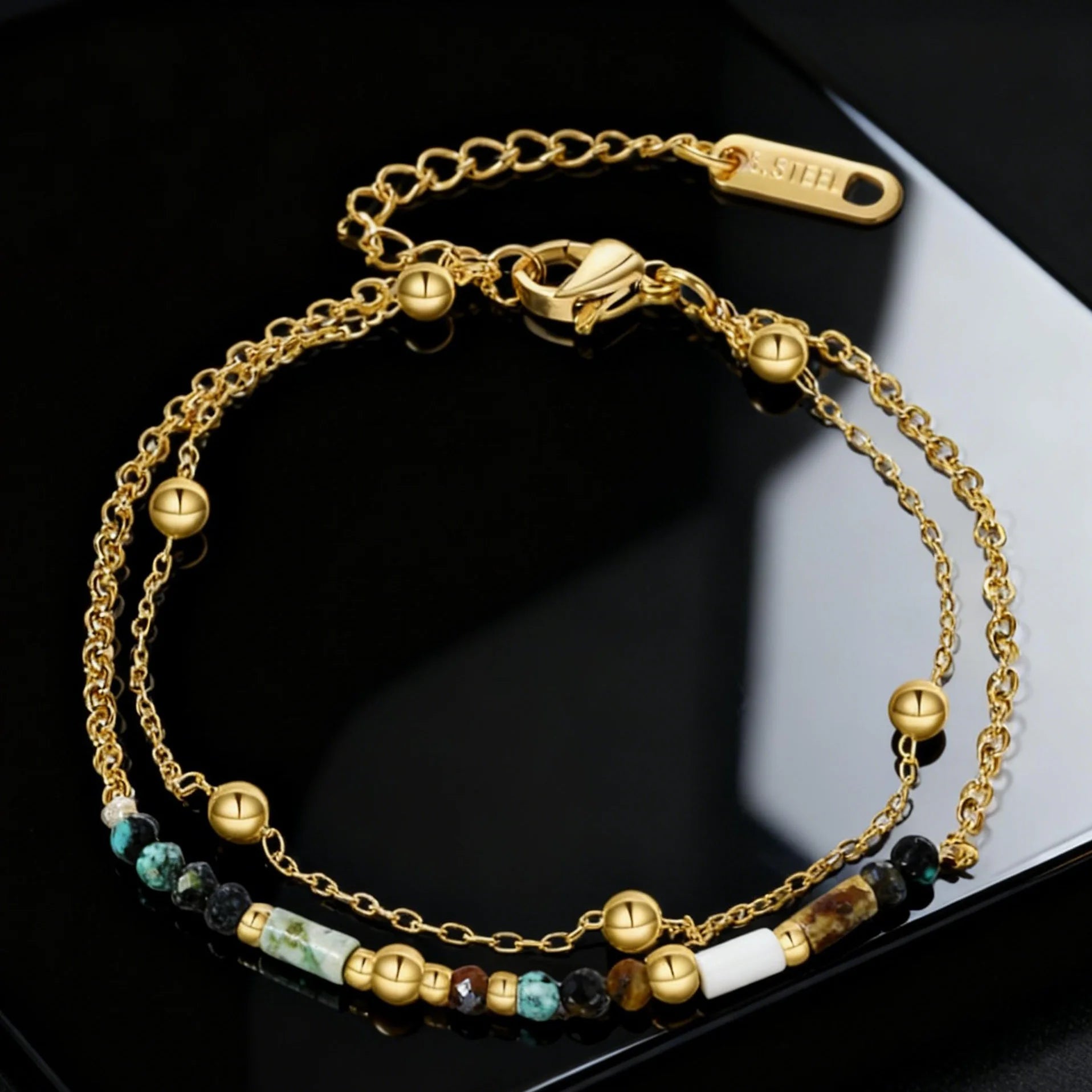 New Arrival Tropical Style Bohemian Bracelet Stainless Steel Enamel Charms Bead Fashion Jewelry Bracelet for Women
