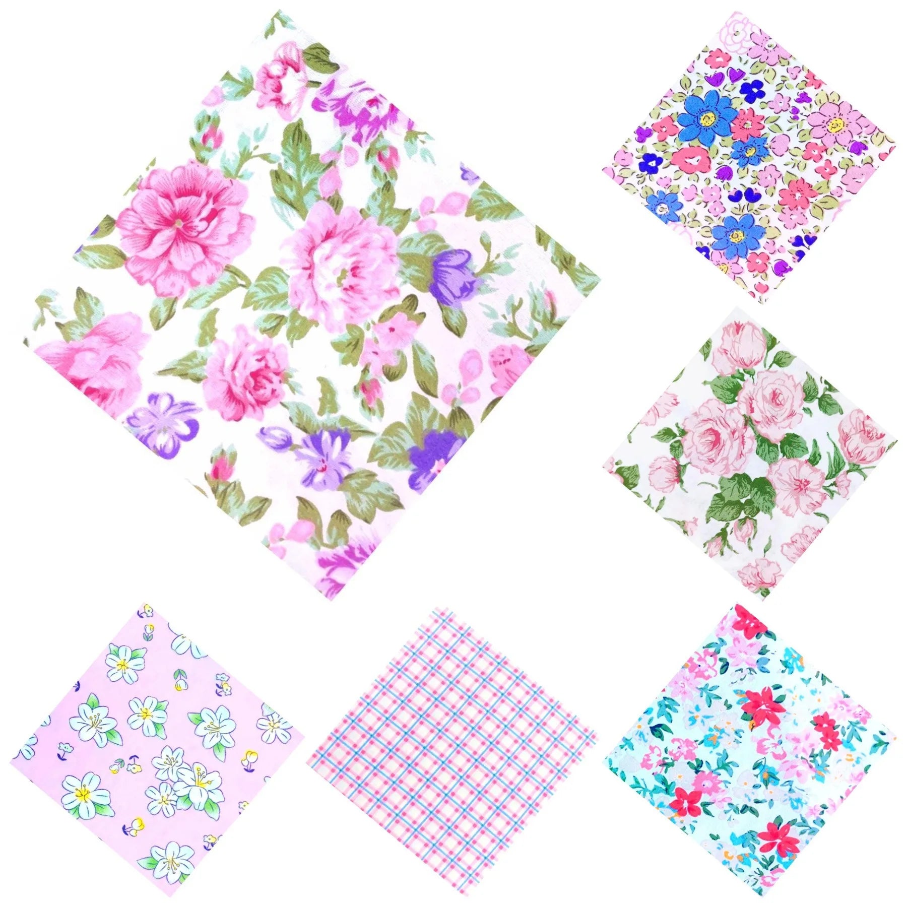 20Pcs 100% Cotton Twill Eco-Friendly Pink Fat Quarters Fabric Bundles 25*25cm Pre-Cut Squares Smooth Durable Patchwork DIY Home