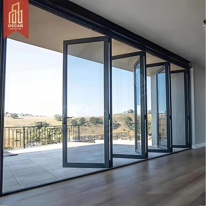 Bi-Fold Aluminum Folding Door Transparent Portable Space-Saving Rv Camper Trailer Outdoor Travel Folding Door