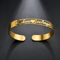 Women Men Stainless Steel Personalized Gift Rose Gold Cuff Bangle Name Customized Nameplate Bracelet Jewelry