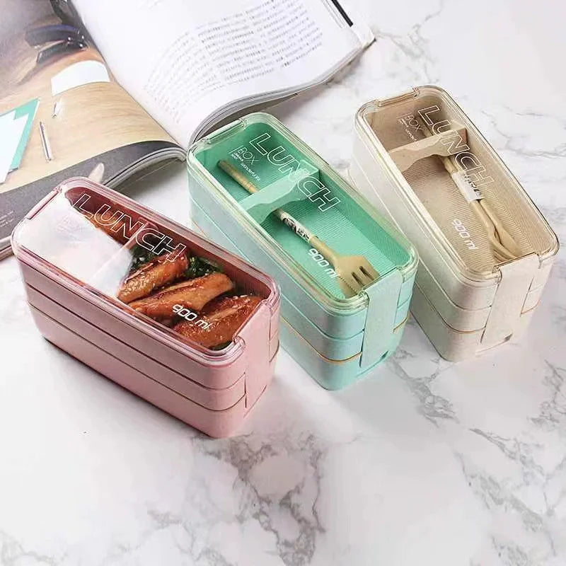 OWNSWING Bento Box with Cutlery Set Stackable Food Storage Box for Kids BPA-Free Food Container with Spoon and Fork