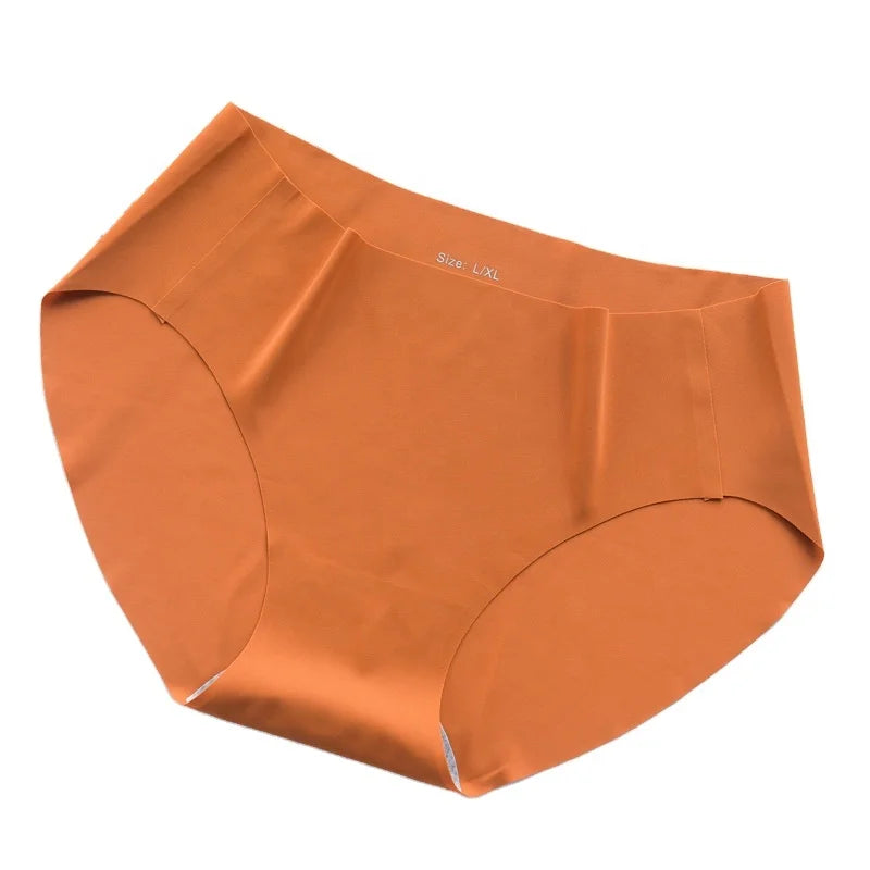 Seamless Breathable One-Piece Sleep Mid-Waist Brief HL-606 New Japanese Sew-Free Ice Silk Panties for Women Adults Logo on Waist