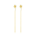 Daidan Long Earrings Fashionable Flower Wire 925 Sterling Silver Cubic Zirconia Stud Tassel Wire Earrings