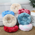 New Customized 40-120CM Long Faux Fur Pet Bed Comfortable Waterproof Plush Round Dog Bed Soft Cat Bed Removable