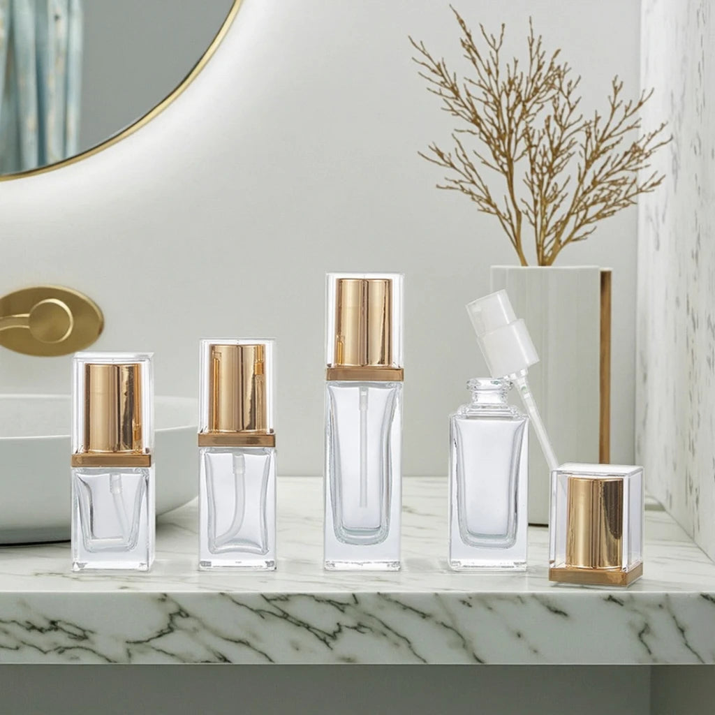 Best Selling Eco Friendly Glass  Cosmetic Bottle Set Skincare Travel Bottle Set Skin Care Face Cream Bottle