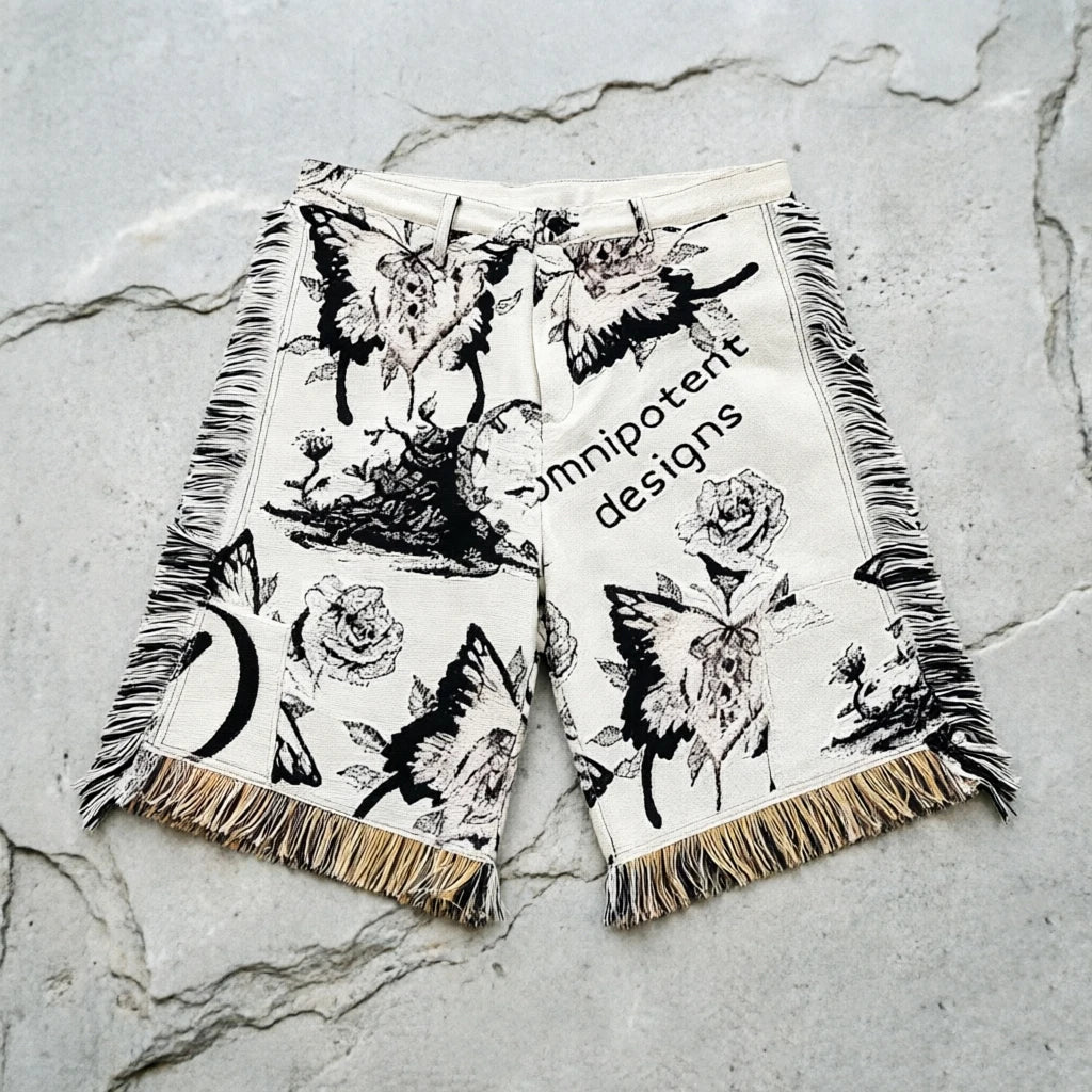 Unisex Custom Tapestry Pattern Embroidered Sweatpants Men's Woven Cotton Trousers Anti-Wrinkle Shorts With Pattern Decoration