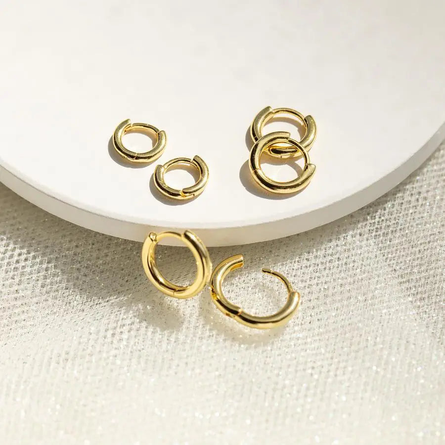 Women Geometric Simple Ear Rings Huggie Earrings Classic Fashion Jewelry Small Round Earrings Gold Plated Copper Brass Trendy