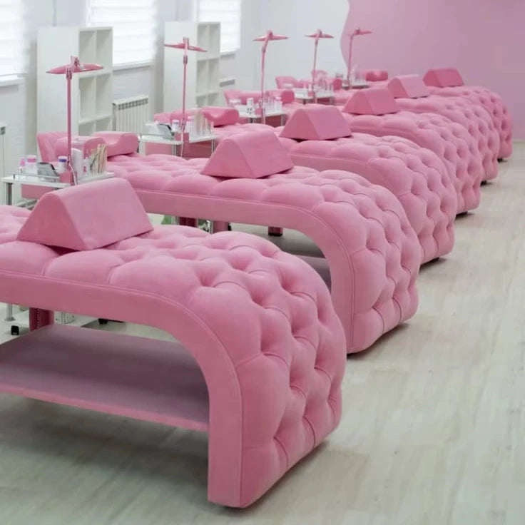 Luxury Pink Spa Salon Beauty Bed Curved Lash Massage Bed with Facial Features Beauty Bed for Spa & Massage