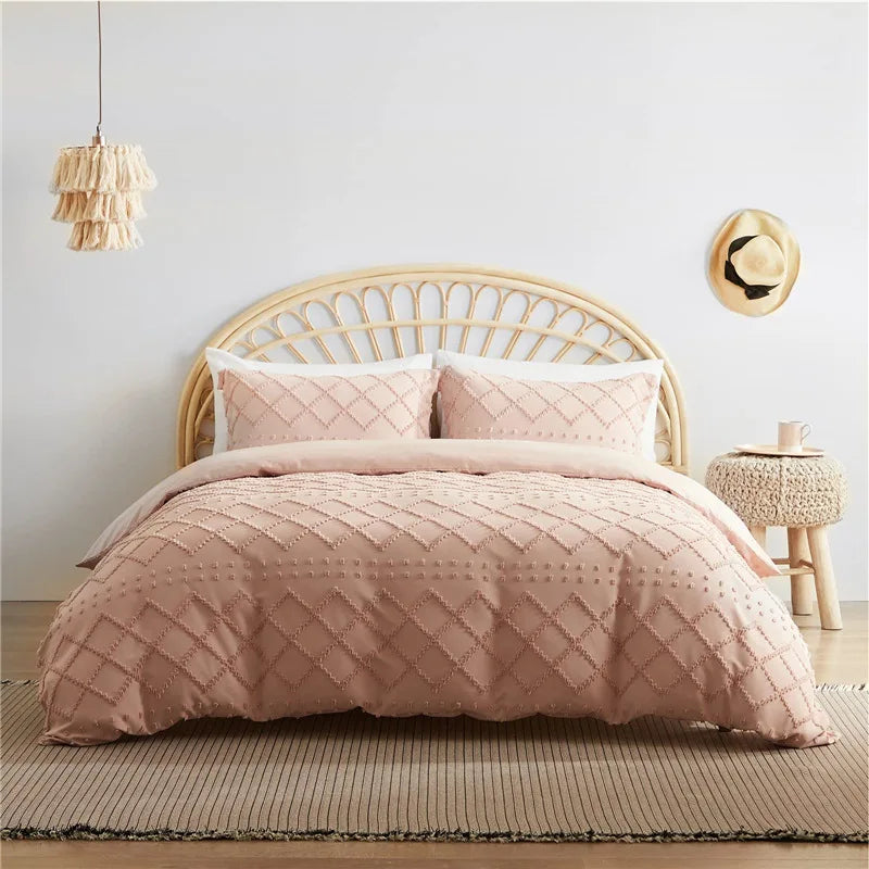 King Size Fashion Luxury Style Duvet Cover Set Comfortable Anti-Bactria 100% Cotton 3-Pieces with 2 Pillowcases for Home Hotel
