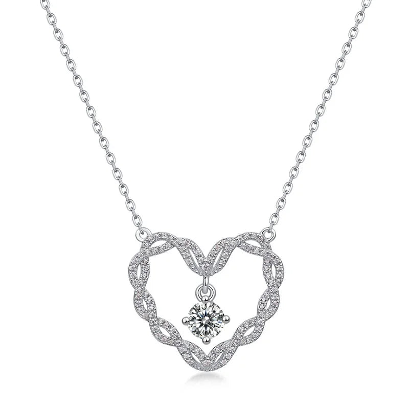 New Arrival VVS GRA Moissanite Diamond 925 Sterling Silver Vintage Heart Women Pendant Necklace Jewelry Destiny Jewellery