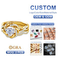2026 Trend Jewelry Petal Design 3-carat Moissanite Diamond Joyeria De Plata 925 Rings Silver Engagement Rings Set