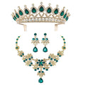 Women Vintage Tiaras Earring Necklace Set Bridal Engagement Party Wedding Link Chain Hair Accessories Fashion Jewelry