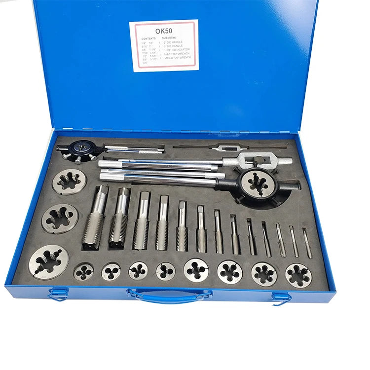 OK50 Screw Plate Set Tape and Round Split Die Set for Whitworth Coarse Threading One Tape and One Die for Each Size