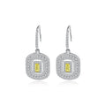 Fine Jewelry 925 Sterling Silver Square Shape Diamond Women Fashion Exquisite Gemstone Drop Earrings