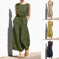 Wholesale 2026 Summer Solid Color High Waist Sleeveless Fashion Casual Loose Style Women's Jumpsuit