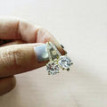 Gold Color Plated Geometrical Pattern Zinc Alloy Rhinestone Leverback Earring for Woman 8x21mm 1658025