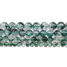 Wholesale Green Ghost Loose Beads Natural Gemstone Round Crystal Green Color Stone Loose Beads