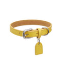 Adjustable Custom Luxury Large Thick Brown Rolled Beaded Orange Dog Leather Collar